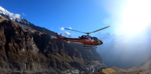 Helicopter flyback to pokhara from ABC